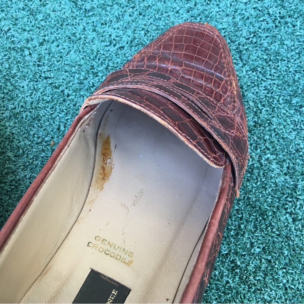 Sesto Meucci Vintage Crocodile Leather Loafer Luggage 9.5 - Picture 14 of 16
